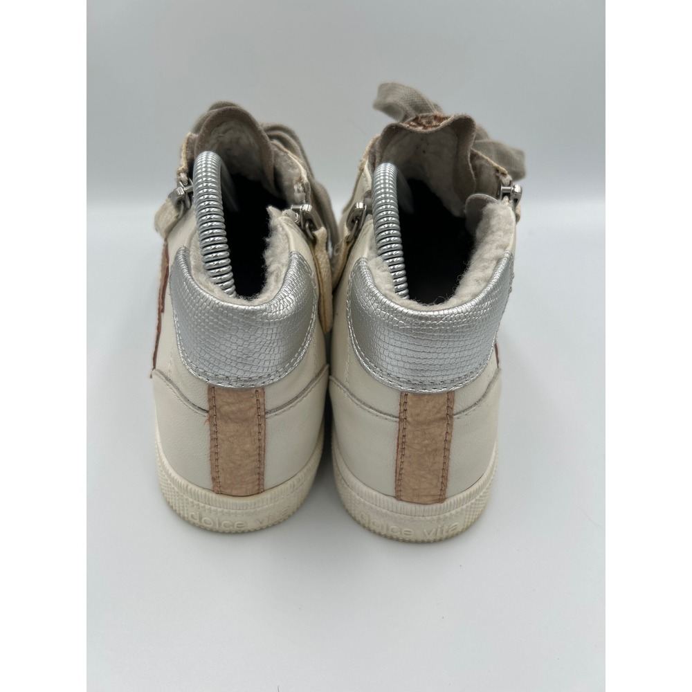 Dolce Vita Zina High Top Sneakers‎ Ivory Leather Leopard Metallic Womens 10 - Picture 4 of 8